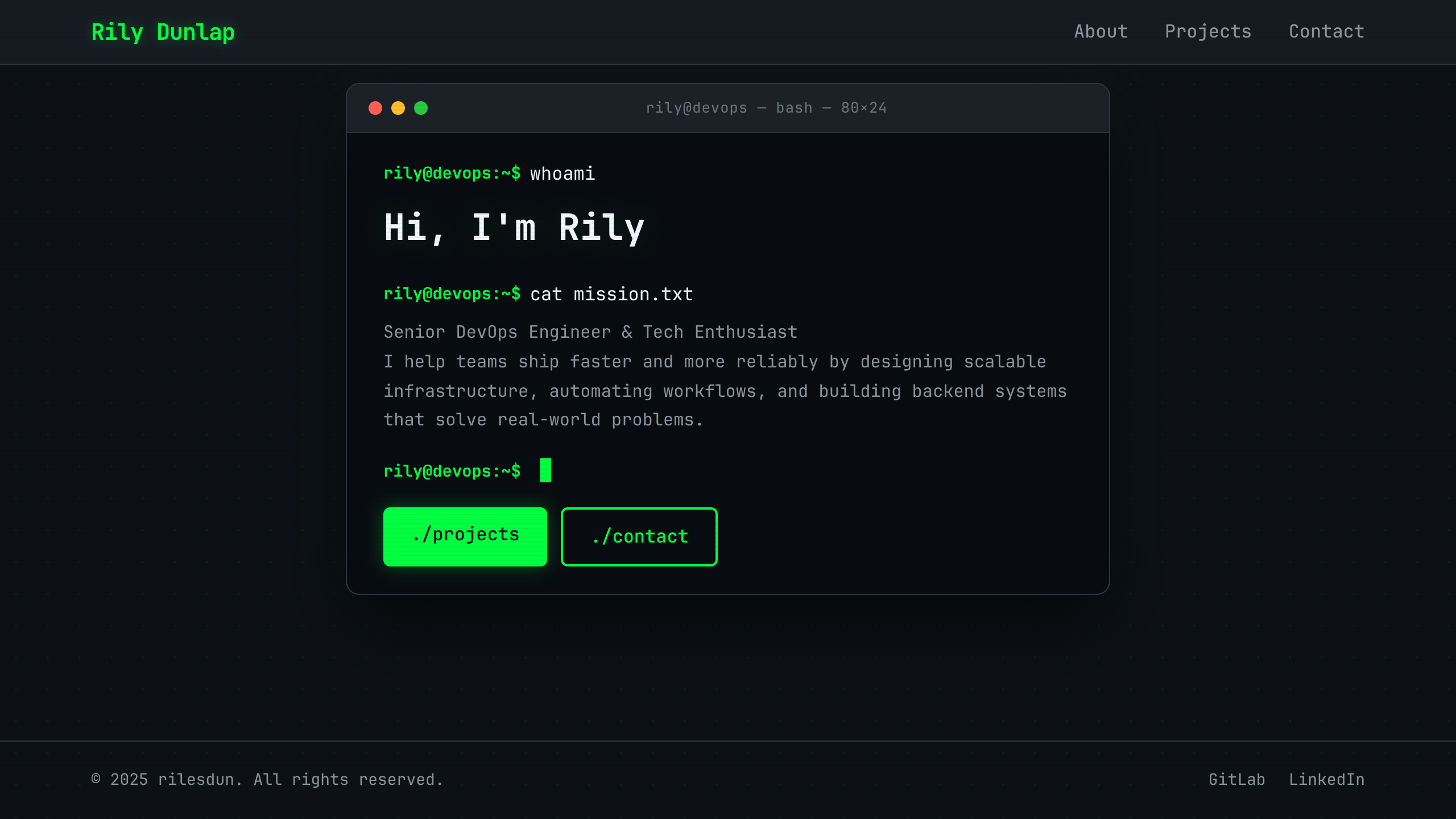 Rilesdun.xyz website screenshot